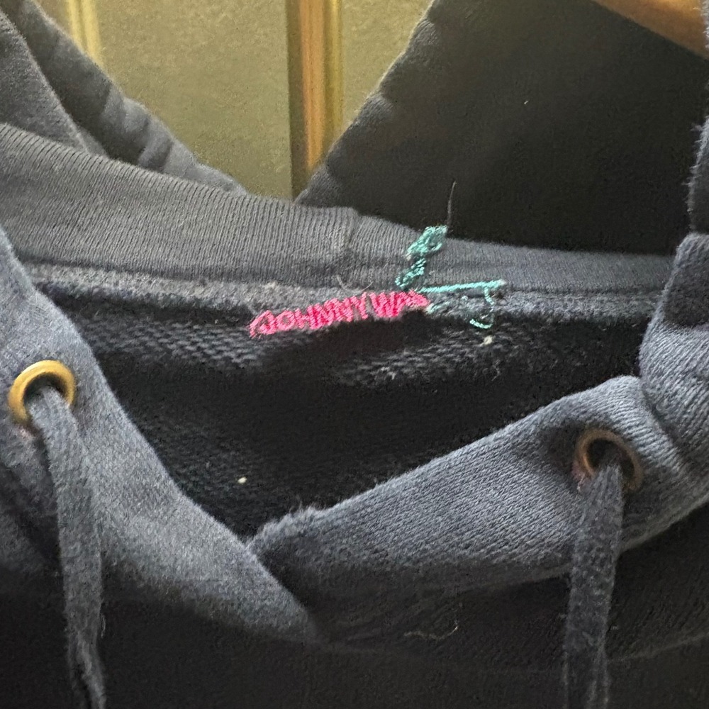 Johnny Was Black Floral Embroidered Hoodie Oversized Pullover Sweatshirt Boho - Picture 3 of 3